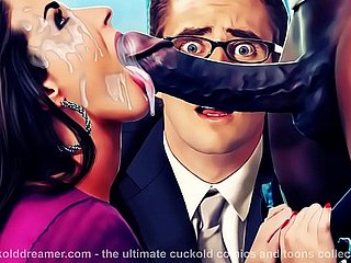 BBC Slut Hotwife 검은 수탉 예배 인종 간 Cuckold Cartoons.