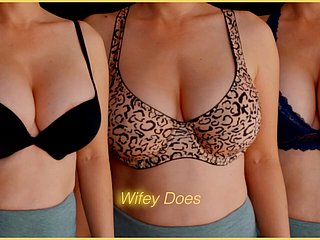 Wifey tries atop different bras be worthwhile for your fun - PART 1